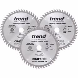 Trend CSB/165/3PK/A Craft Pro Triple Pack of TCT Blades Ideal for Dewalt DWS520K and Makita SP6000 Circular Saws, Tungsten Ca ...
