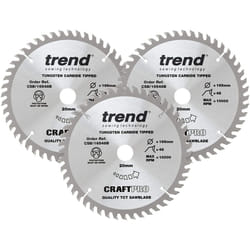 Trend CSB/165/3PK/A Craft Pro Triple Pack of TCT Blades Ideal for Dewalt DWS520K and Makita SP6000 Circular Saws, Tungsten Carbide Tipped, 165mm x 48