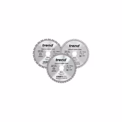 Trend CSB/190/3PK Craft Pro Triple Pack of TCT Circular Saw Blades, 190mm x 24, 40 and 60 Teeth x 30 Bore, Tungsten Carbide T ...