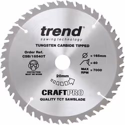 Trend CSB/165/3PK/B Craft Pro Triple Pack of TCT Blades Ideal for Dewalt DC390, DWE007, DCS391, and DC391N Circular Saws, Tungsten Carbide Tipped,