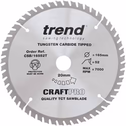Trend CSB/165/3PK/B Craft Pro Triple Pack of TCT Blades Ideal for Dewalt DC390, DWE007, DCS391, and DC391N Circular Saws, Tungsten Carbide Tipped,