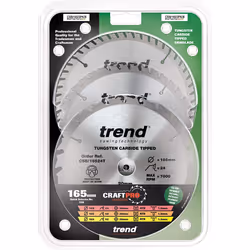 Trend CSB/165/3PK/B Craft Pro Triple Pack of TCT Blades Ideal for Dewalt DC390, DWE007, DCS391, and DC391N Circular Saws, Tungsten Carbide Tipped, - Additional view 6