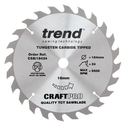 Trend CSB/18424 TCT Circular Saw Blade 184mm X 24 Teeth X 16mm DeWalt DWE560