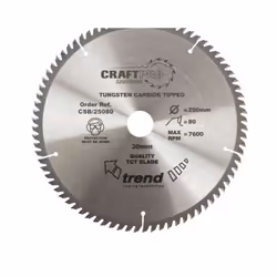 Trend CSB/25080 TCT saw blade 250mm x 80 teeth x 30mm