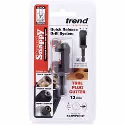 Trend SNAP/PC/12T Snappy Tubular Plug Cutter - 12mm Diameter, Black, 23.0 mm*145.0 mm*36.0 mm