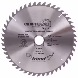 Trend CSB/13424 Craft Range Combination TCT Circular Saw Blade, 134mm x 24 Teeth x 20mm Bore, Tungsten Carbide Tipped