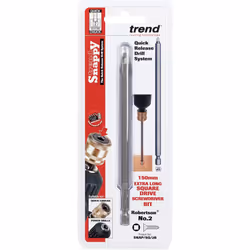 Trend SNAP/SQ/2B 150mm 2 (1/8in) Robertson Square Drive Bit. Extra Long Shank for Increased Accessibility and Direct fit to Quick Chucks, Silver