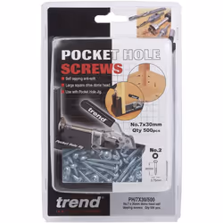 Trend PH/7X30/500 Pocket Hole Screw Fine x500 NO7X30MM, Black