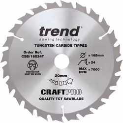 Trend CSB/16524T Craft Pro Combination TCT Blade Ideal for DeWalt, Bosch, Makita, and Festool Circular Saws, Tungsten Carbide ...