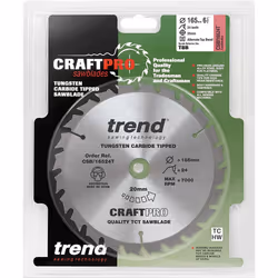 Trend CSB/16524T Craft Pro Combination TCT Blade Ideal for DeWalt, Bosch, Makita, and Festool Circular Saws, Tungsten Carbide Tipped, 165mm x 24 Teeth - Additional view 6