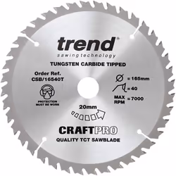 Trend CSB/16540T 165 mm x 40 Teeth x 20 Thin Craft Saw Blade