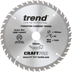 Trend CSB/16540T 165 mm x 40 Teeth x 20 Thin Craft Saw Blade