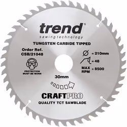 Trend CSB/21048 Craft Pro Combination TCT Blade Ideal for Makita Circular Saws, 210mm x 48 Teeth x 30mm Bore, Tungsten Carbid ...