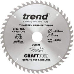 Trend CSB/21048 Craft Pro Combination TCT Blade Ideal for Makita Circular Saws, 210mm x 48 Teeth x 30mm Bore, Tungsten Carbide Tipped