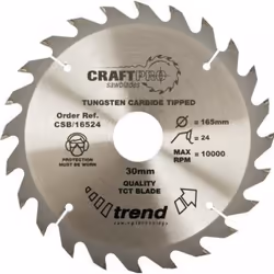 Trend CSB/30024 Craft Pro Rip TCT Circular Saw Blade, 300mm x 24 Teeth x 30mm Bore, Tungsten Carbide Tipped