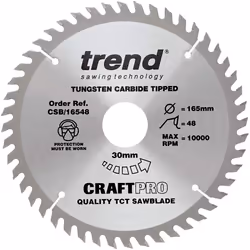 Trend CSB/16540T Craft Pro Thin Kerf TCT Blade Ideal for DeWalt, Makita, and Festool Cordless Circular Saws, Tungsten Carbide ...