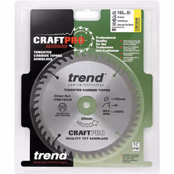 Trend CSB/16540T Craft Pro Thin Kerf TCT Blade Ideal for DeWalt, Makita, and Festool Cordless Circular Saws, Tungsten Carbide Tipped, 165mm x 40 Teeth - Additional view 6