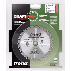 Trend CSB/13624TA Craft Pro Thin Kerf Cordless TCT Circular Saw Blade, 136mm x 24 Teeth x 20mm Bore, Tungsten Carbide Tipped - Additional view 6