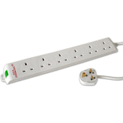 Tacima 2m 6 Way Surge Protection Mains Extension Lead