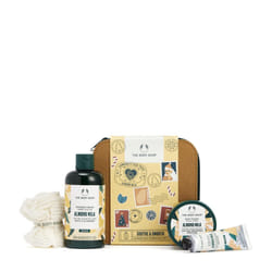 The Body Shop Soothe & Smooth Almond Milk Essentials Gift Set - Hydrating & Moisturizing Vegan Skincare Treats for Dry and Sensitive Skin - 4 Items