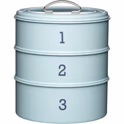 KitchenCraft Living Nostalgia 3-Tier Cake Storage Tin (22 x 27cm) Blue