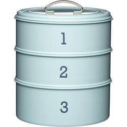 KitchenCraft Living Nostalgia 3-Tier Cake Storage Tin (22 x 27cm) Blue