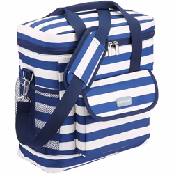 KitchenCraft We Love Summer Nautical-Striped Medium Cool Bag, 12 L (2.5 gal) - Navy Blue/White
