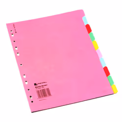 Rexel Manilla A4 Divider 10 Part Pastel Colours, Multicolour, A4, 210 mm, 297 mm, 222 mm, 296 mm