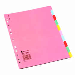 Rexel Manilla A4 Divider 10 Part Pastel Colours
