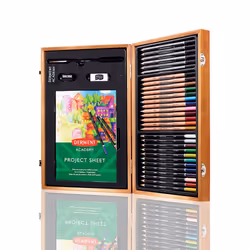 Derwent Academy Wooden Gift Box,Complete 35 Piece Art Set with Colouring Pencils,Pastels & Accessories, Ideal Collection for ...