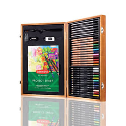 Derwent Academy Wooden Gift Box,Complete 35 Piece Art Set with Colouring Pencils,Pastels & Accessories, Ideal Collection for Drawing, 2300147