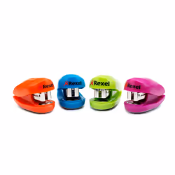 Rexel Buddy Mini Stapler Assorted Colours, Blue, Green, Orange, Pink, Metal, Rubber, 1.5 cm, Top, 104 mm, 35 mm