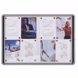 Nobo Internal Glazed Case Magnetic 8xA4, Portable bulletin board, White, Glass, Metal, 972 mm, 689 mm, 54 mm