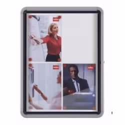 Nobo External Glazed Case Magnetic 6xA4, Fixed bulletin board, Grey, Transparent, White, Aluminium, Glass, 732 mm, 792 mm, 45 ...