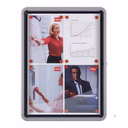 Nobo External Glazed Case Magnetic 12xA4, Silver, White, 1012 mm, 1040 mm, 20.9 kg, 1037 x 80 x 1080 mm, 1080 mm