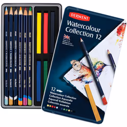 Derwent Watercolour Collection Tin Set of 12 Watersoluble Mixed Media