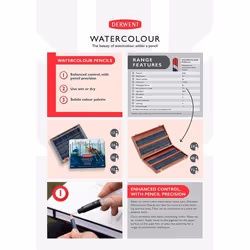Derwent Watercolour Collection Tin Set of 12 Watersoluble Mixed Media