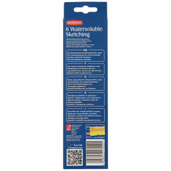 Derwent 0700837 Watersoluble Sketching Pencils, Set of 6, Includes 3 Shades (HB, 4B, 8B) and Pencil Sharpener, Professional Quality - Black