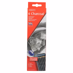 Derwent Charcoal Pencils Tin with Pencil Sharpener - Set of 6