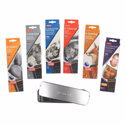 Derwent Charcoal Pencils Tin with Pencil Sharpener - Set of 6