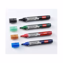 Nobo Liquid Ink Drywipe Markers Assorted Blister (4)
