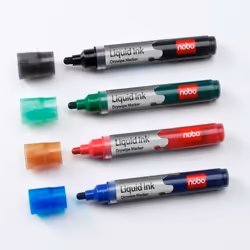 Nobo Liquid Ink Drywipe Markers Assorted Blister (4)