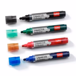Nobo Liquid Ink Drywipe Markers Assorted Blister (4)