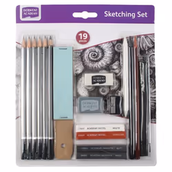 Derwent Academy Sketching Set, Art charcoal, Drawing stump, Graphite pencil, Pastel, 14 pc(s), 2 Graphite blocks (Soft/Hard)