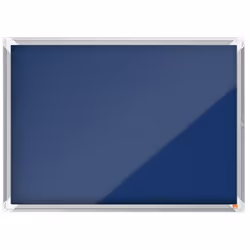 Felt lockable notice board with a hinged glass door and side lock. Complete with a modern stylish aluminum trim and fixed wit ...