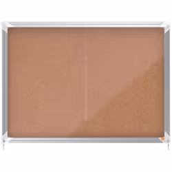 Cork lockable notice board with sliding glass doors and unobtrusive integrated corner lock. Complete with a modern stylish al ...