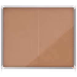 Cork lockable notice board with sliding glass doors and unobtrusive integrated corner lock. Complete with a modern stylish al ...
