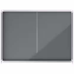 Felt lockable notice board with sliding glass doors and unobtrusive integrated corner lock. Complete with a modern stylish al ...