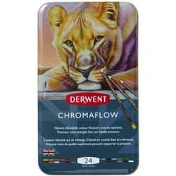 Derwent Chromaflow Coloured Pencils Tin, Set of 24, 3.5mm Core, Premium Core Strength, Professional Quality, Vibrant & Blendable, Ideal for Drawing &