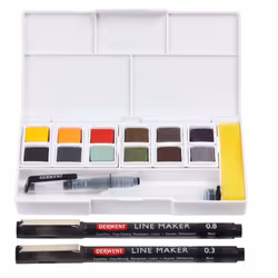 Derwent Line & Wash Paint Set  Professional Quality  Fine Line Pens  Inktense Colors  Art Supplies for Adults  Portable  Trav ...